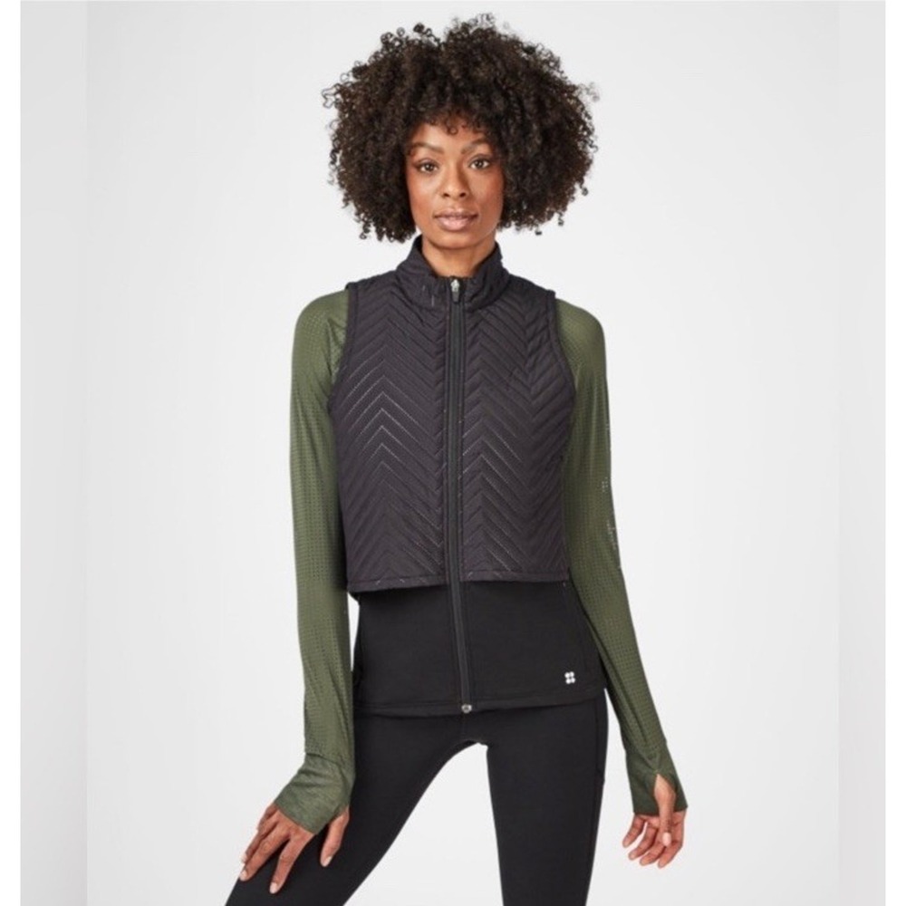 Sweaty Betty Fast Track Thermal Running Vest gilet Size Med Black NWT